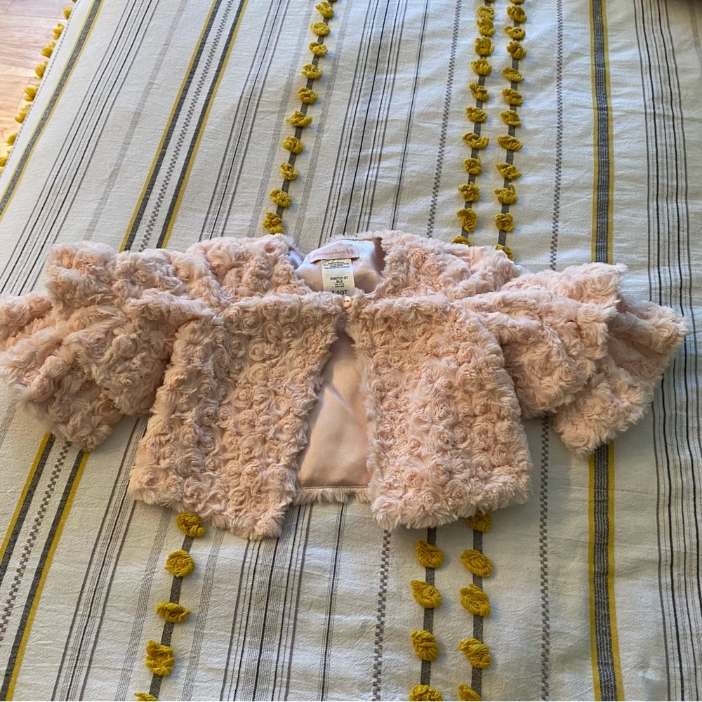 Bonnie Jean faux fur crop coat pink 3t